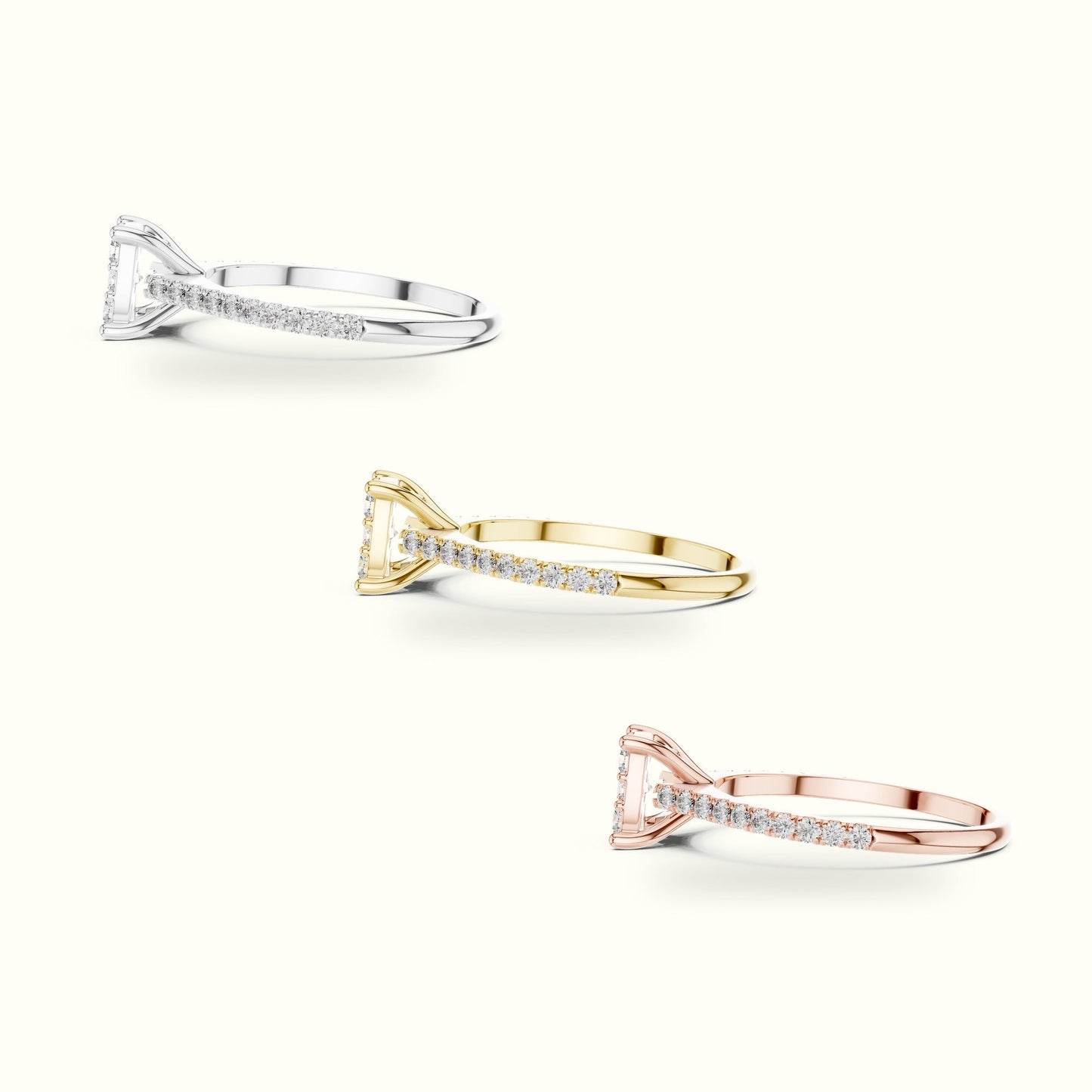 Cushion Composite Cathedral Lab-Grown Diamond Cluster Ring - Yellow