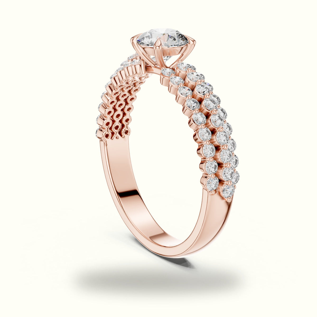 Round Four-Prong Lab-Grown Diamond Solitaire Ring — Rose gold, view 1 | Crystal N Cuts