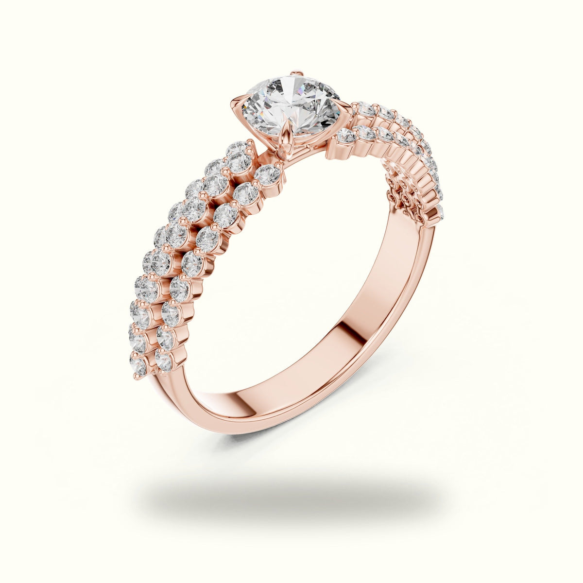 Round Four-Prong Lab-Grown Diamond Solitaire Ring — Rose gold, view 2 | Crystal N Cuts