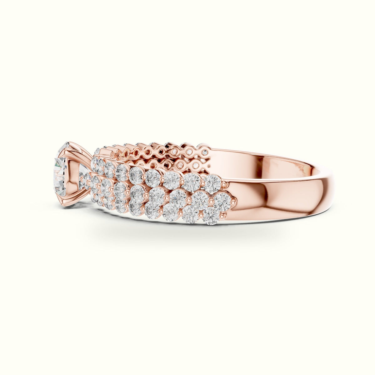 Round Four-Prong Lab-Grown Diamond Solitaire Ring — Rose gold, view 3 | Crystal N Cuts