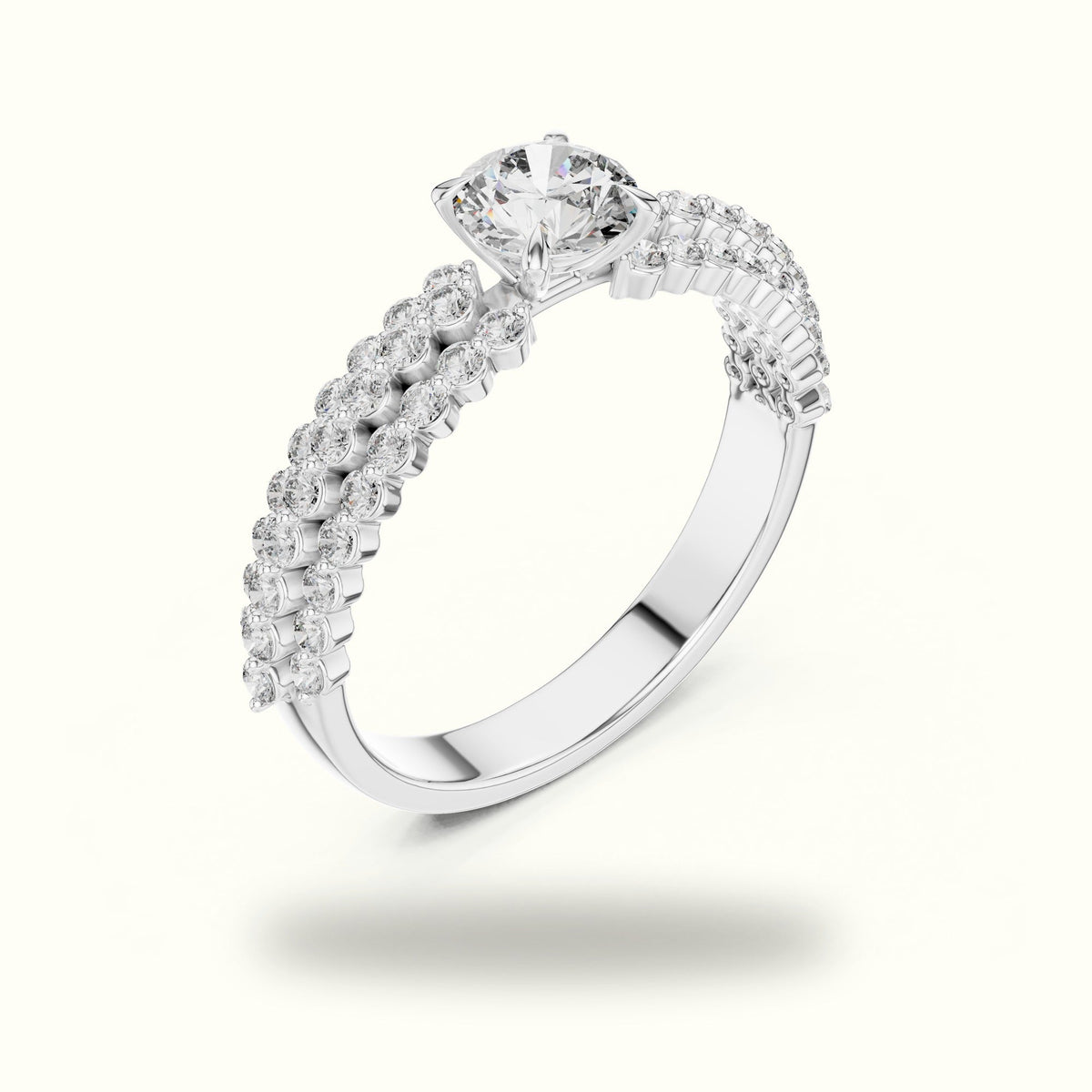 Round Four-Prong Lab-Grown Diamond Solitaire Ring — White gold, view 2 | Crystal N Cuts