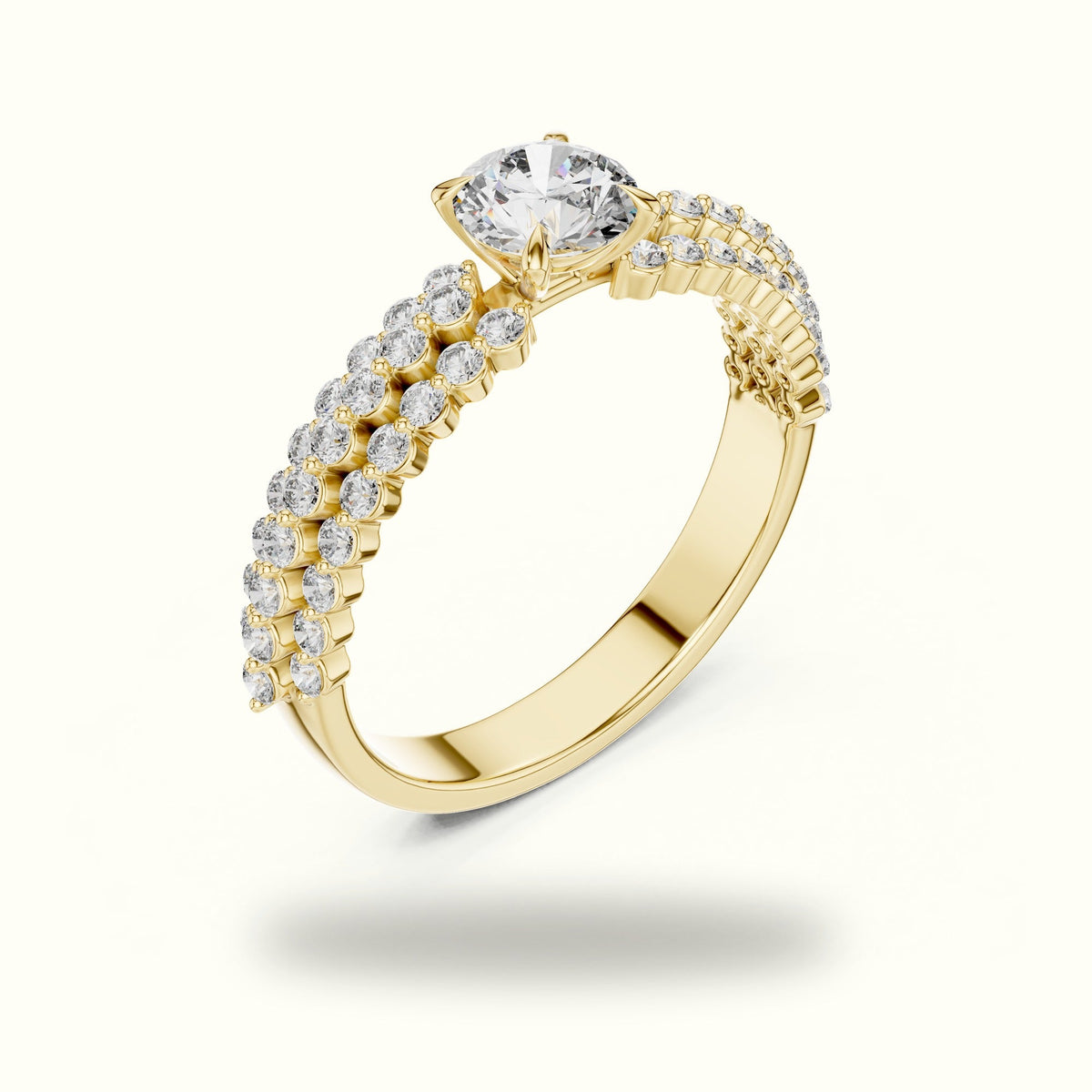 Round Four-Prong Lab-Grown Diamond Solitaire Ring — Yellow gold, view 2 | Crystal N Cuts