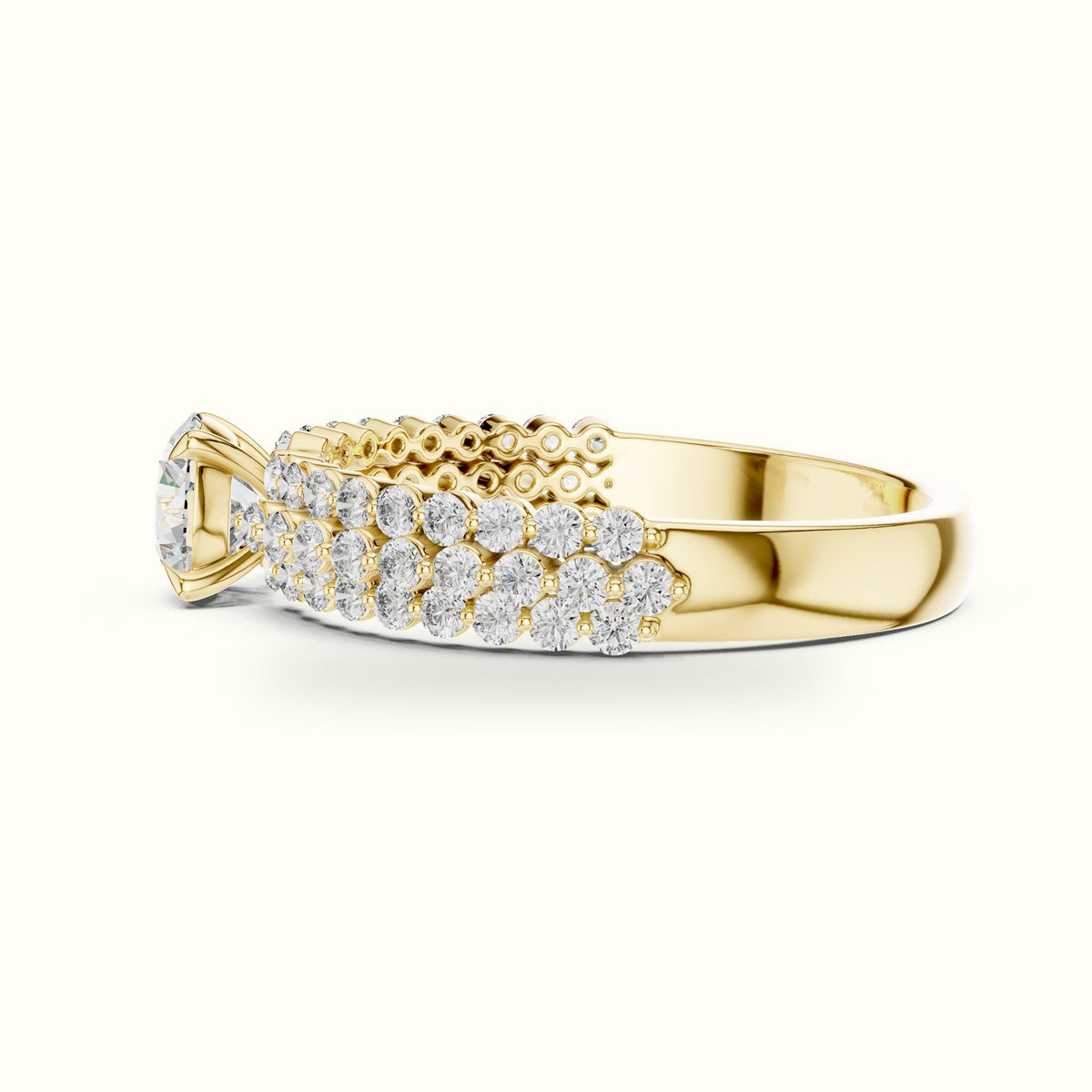 Round Four-Prong Lab-Grown Diamond Solitaire Ring — Yellow gold, view 3 | Crystal N Cuts
