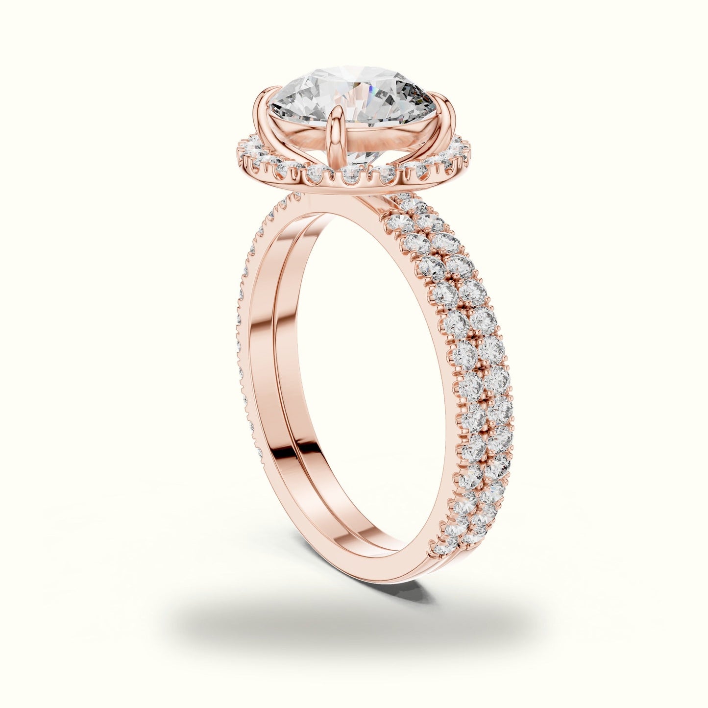 Round Halo Lab Grown Diamond Ring - Rose