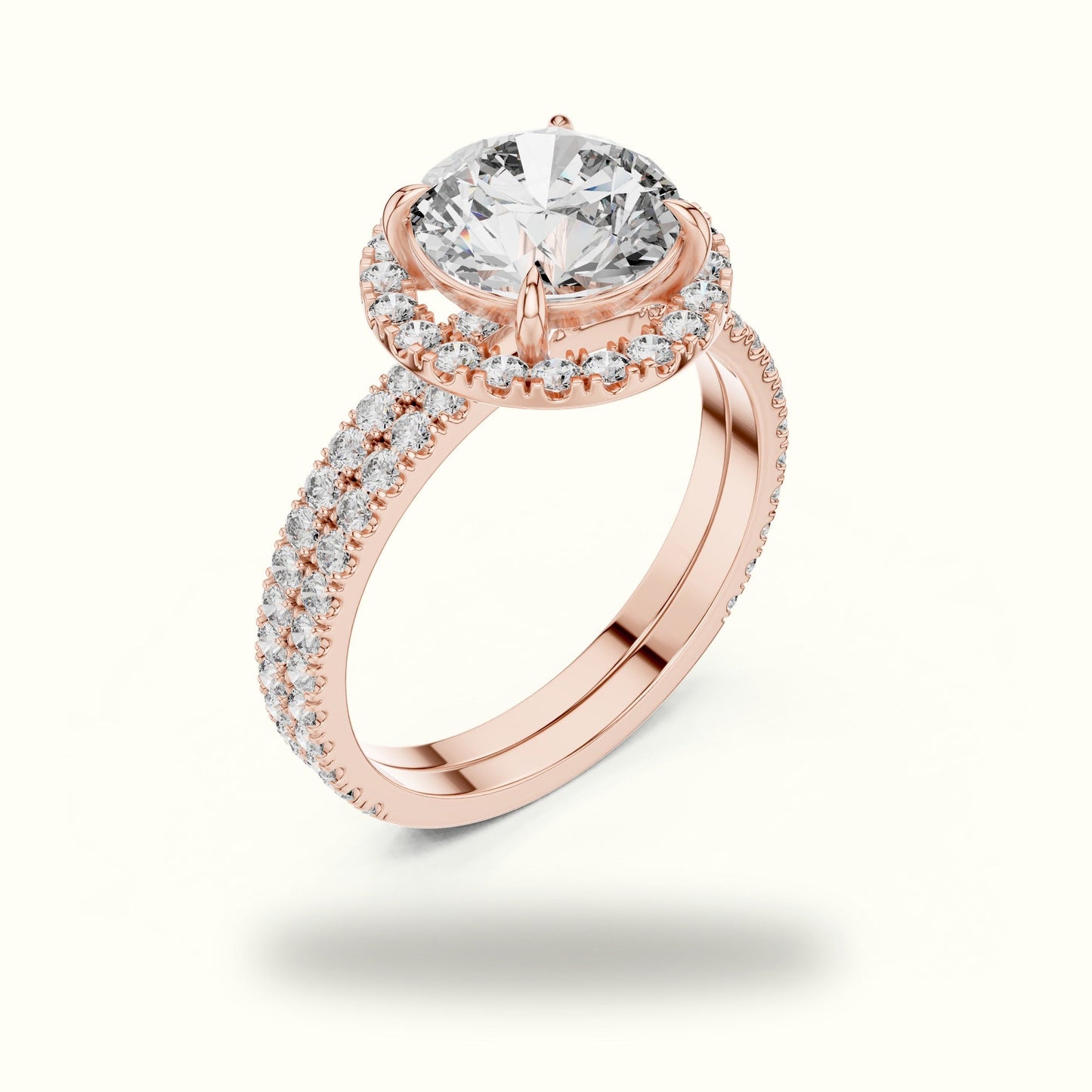 Round Halo Lab Grown Diamond Ring - Rose