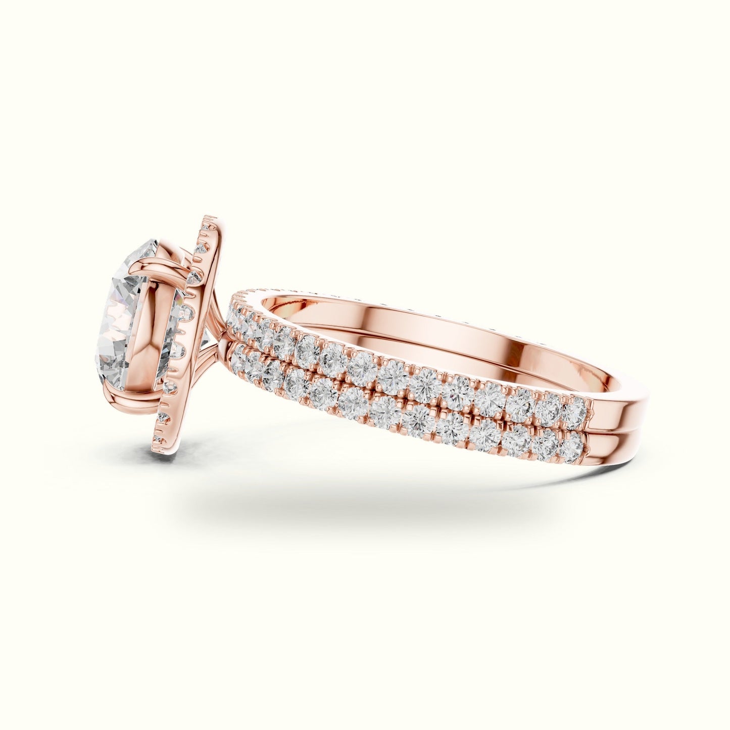 Round Halo Lab Grown Diamond Ring - Rose