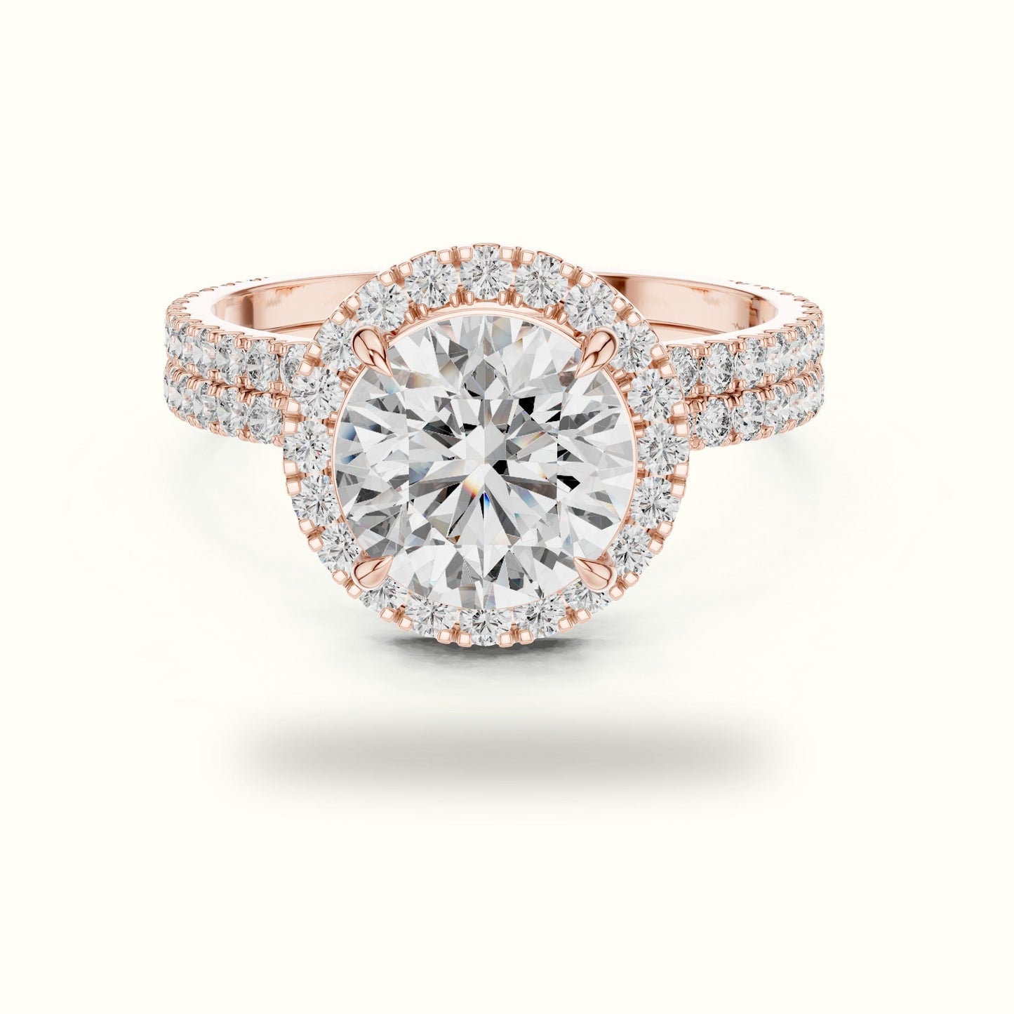 Round Halo Lab Grown Diamond Ring - Rose