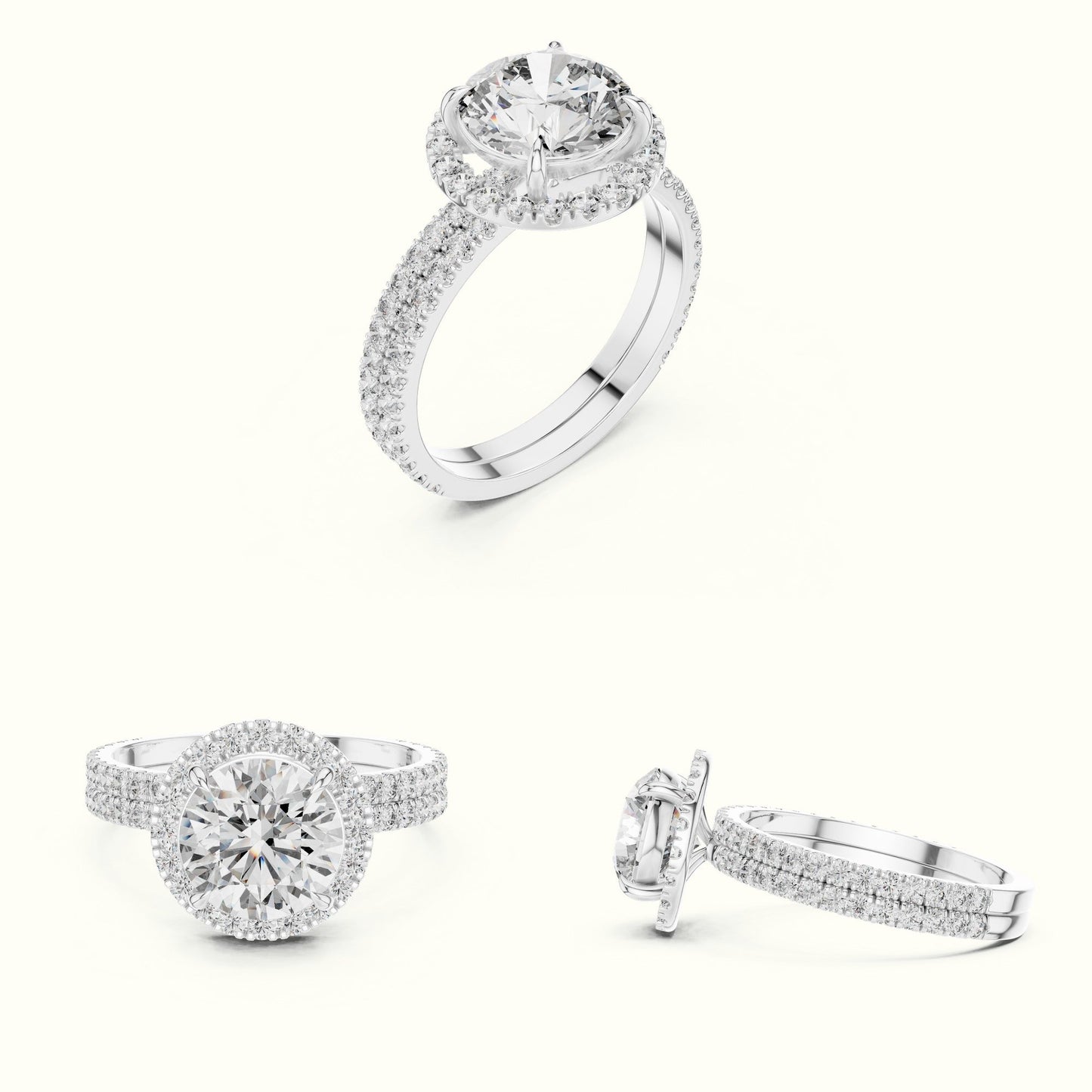 Round Halo Lab Grown Diamond Ring - White