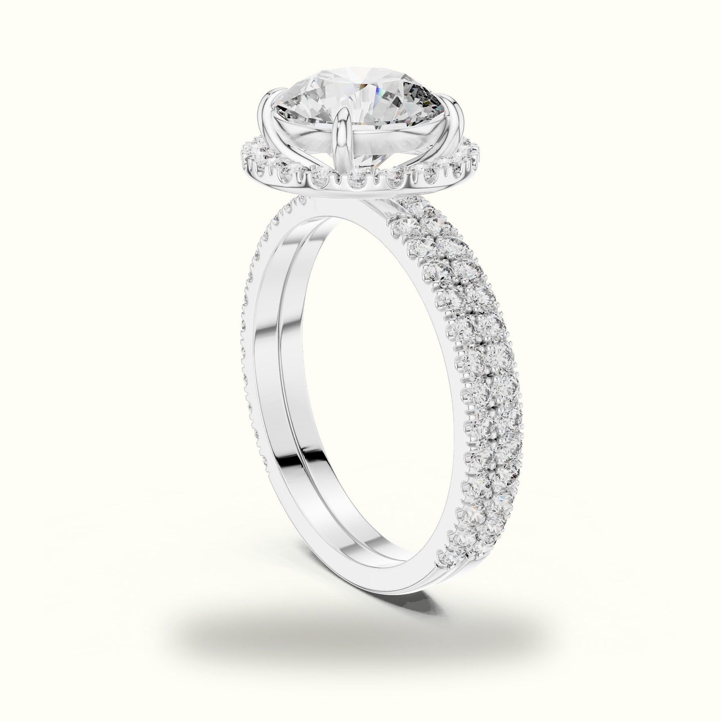 Round Halo Lab Grown Diamond Ring - White