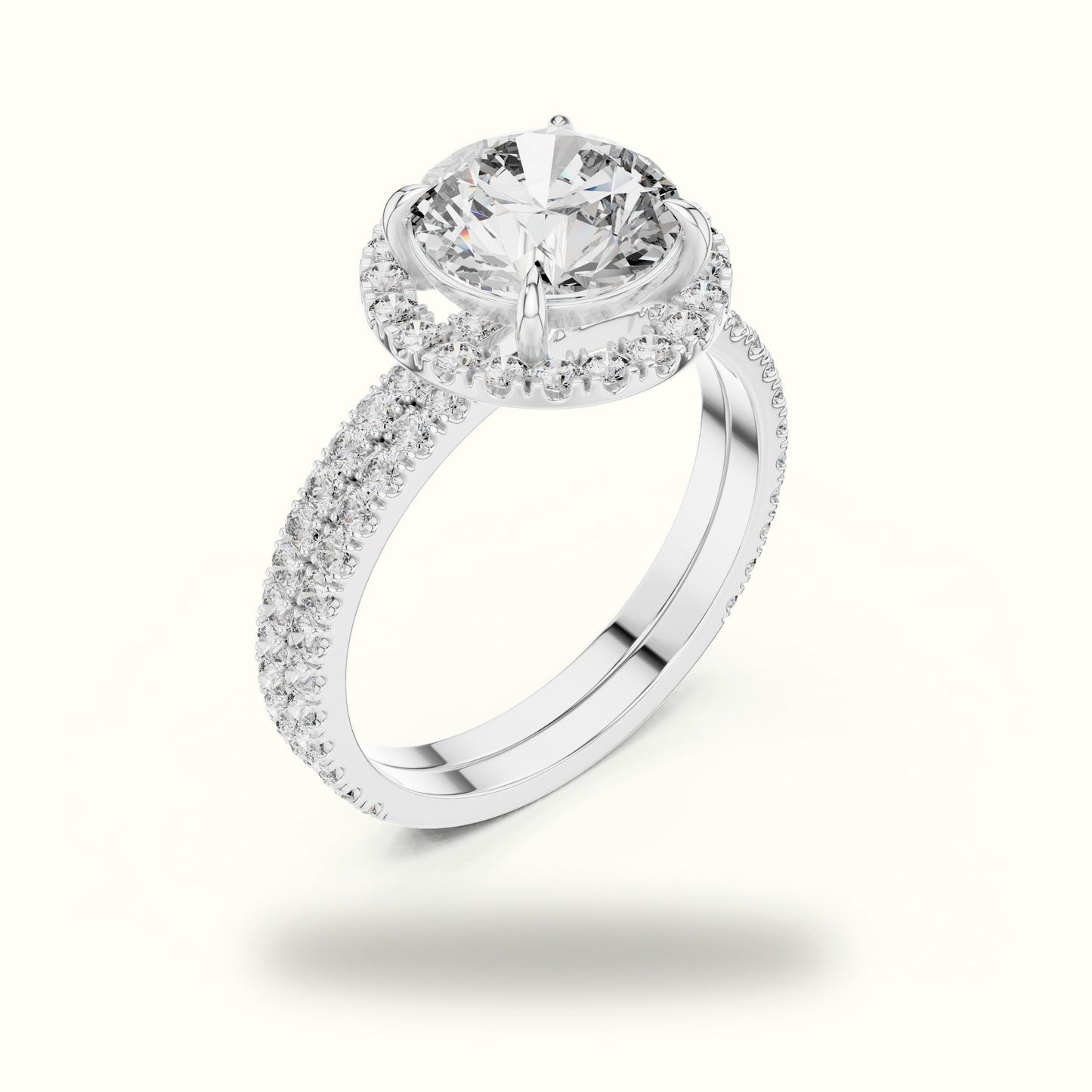 Round Halo Lab Grown Diamond Ring - White