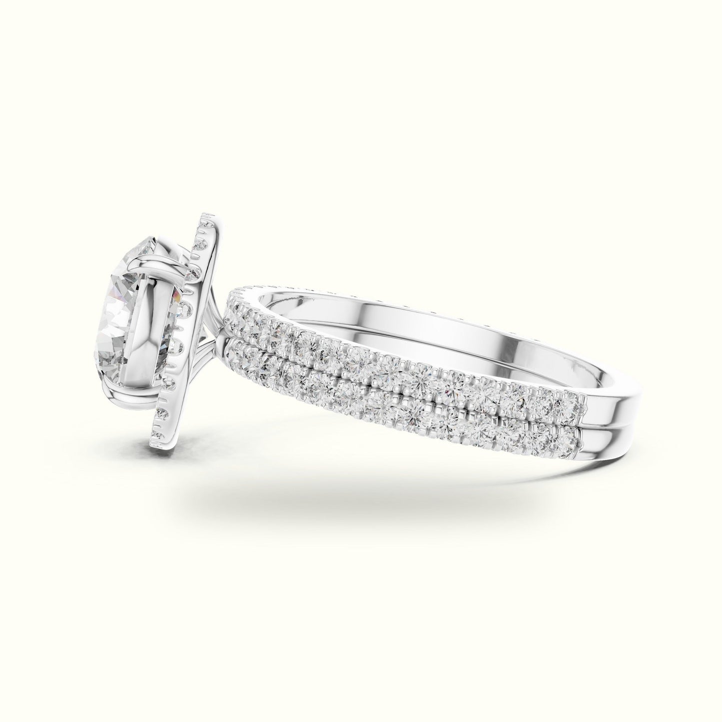 Round Halo Lab Grown Diamond Ring - White