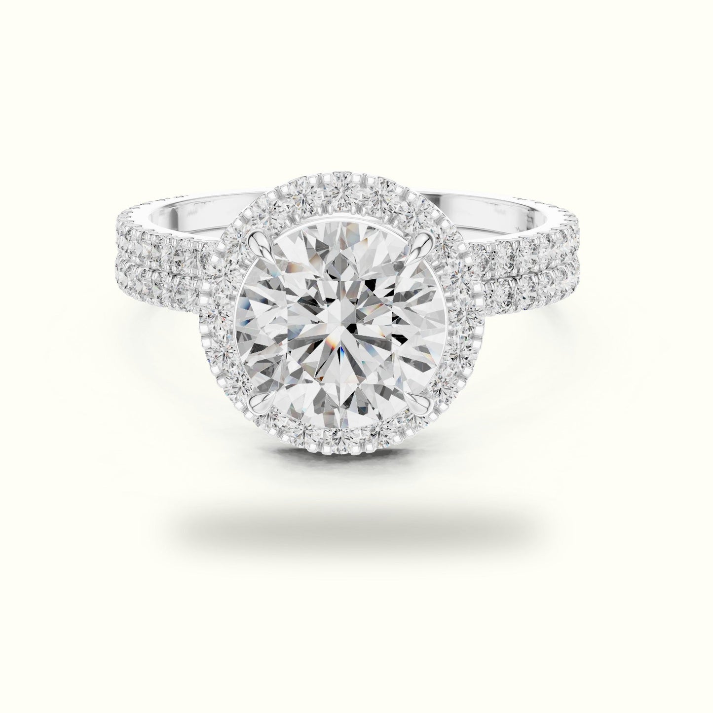 Round Halo Lab Grown Diamond Ring - White