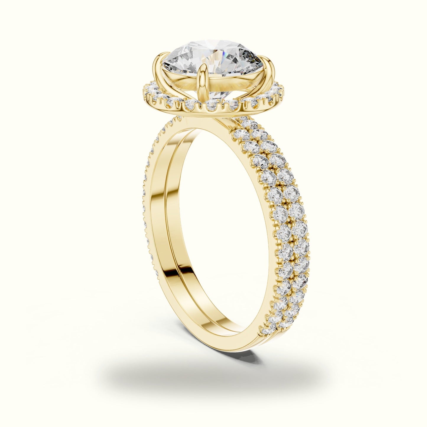 Round Halo Lab Grown Diamond Ring - Yellow