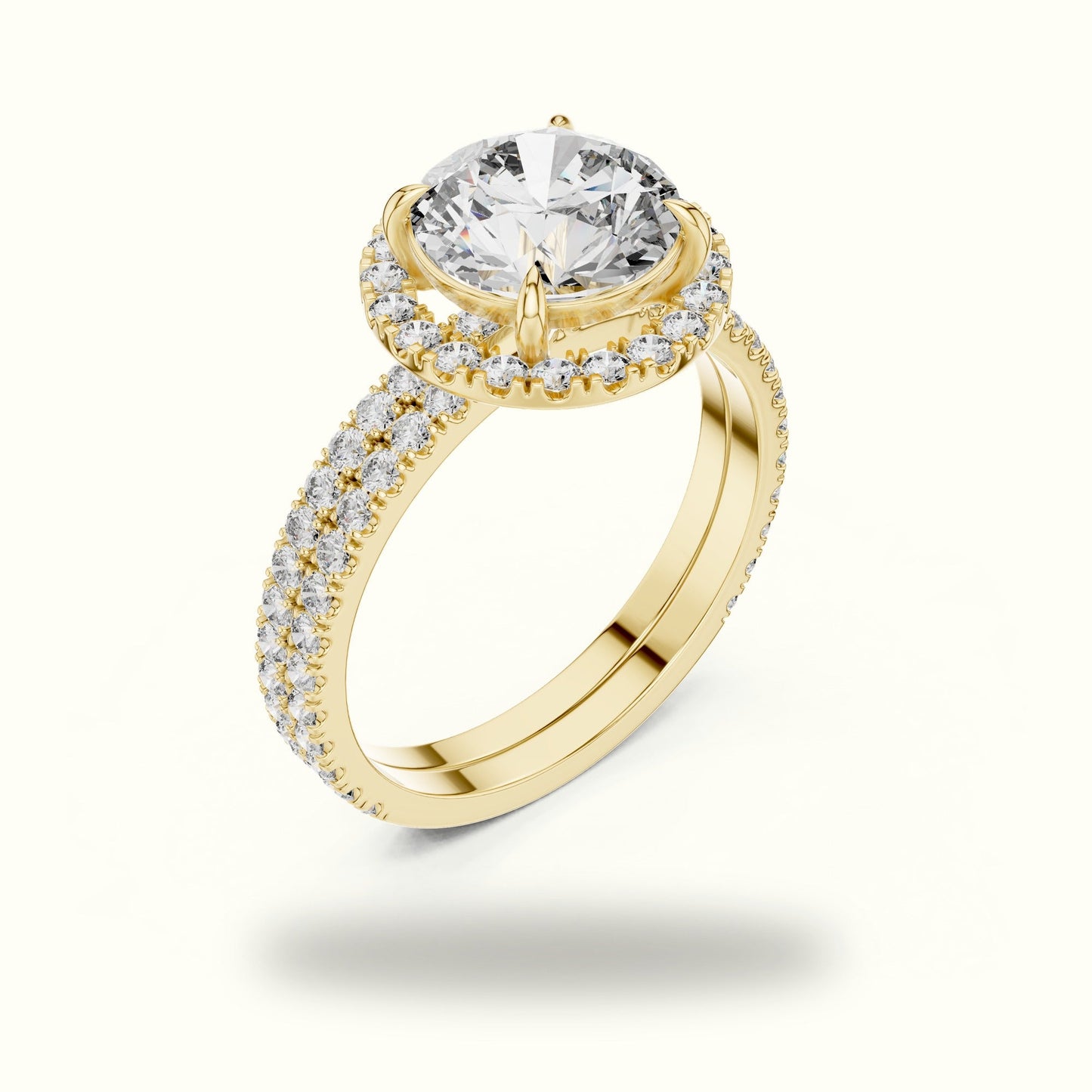 Round Halo Lab Grown Diamond Ring - Yellow