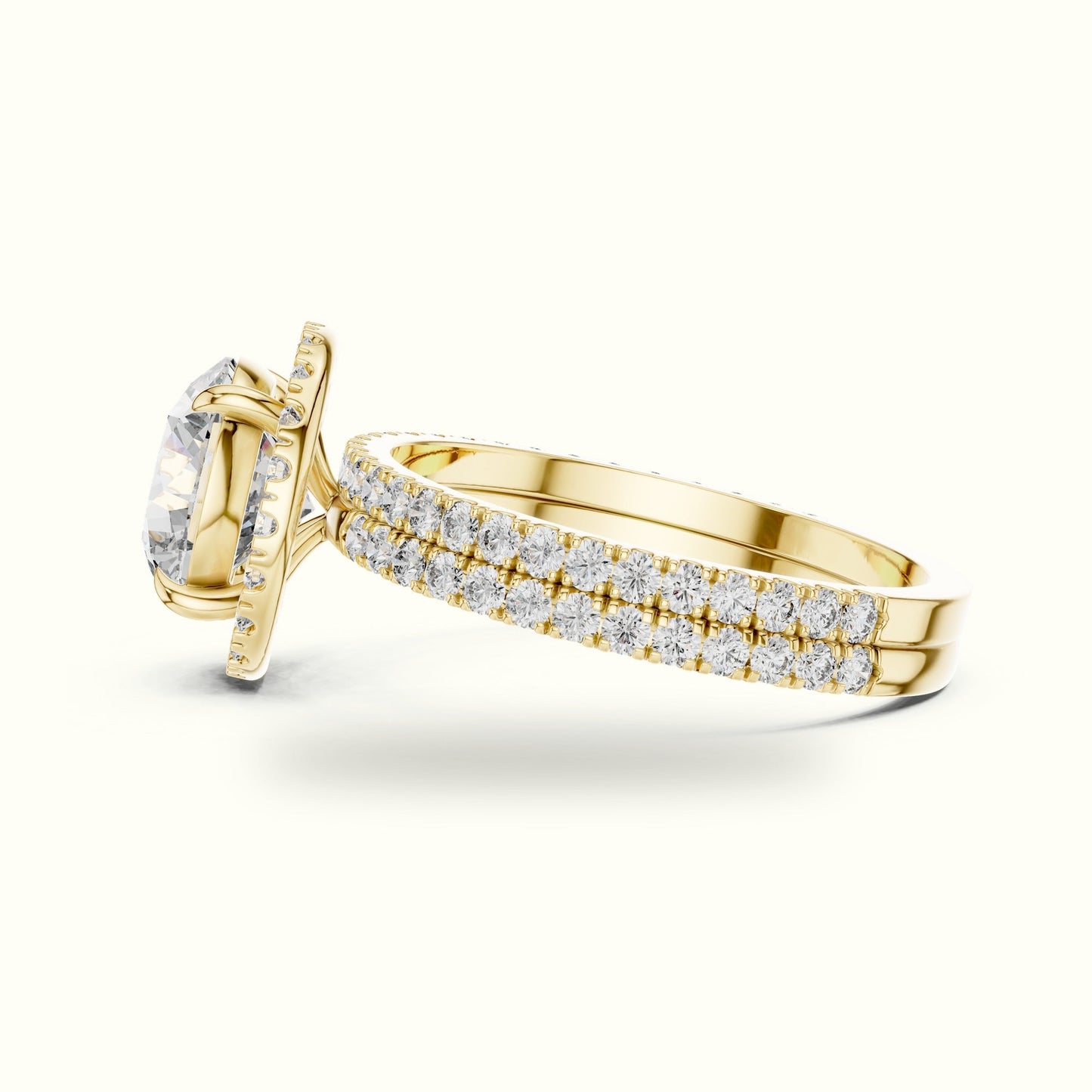 Round Halo Lab Grown Diamond Ring - Yellow