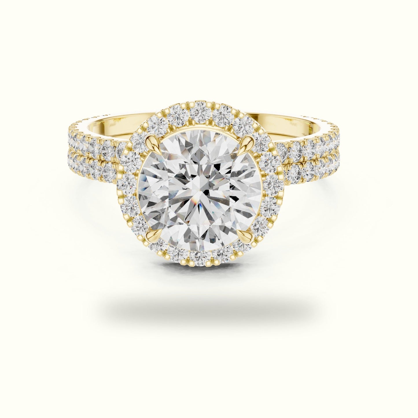 Round Halo Lab Grown Diamond Ring - Yellow