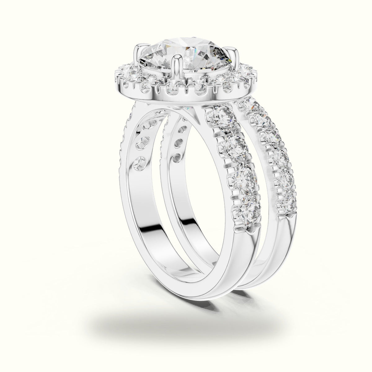 Round Lab-Grown Diamond Halo Ring - DDLR-007 — White gold, view 1 | Crystal N Cuts