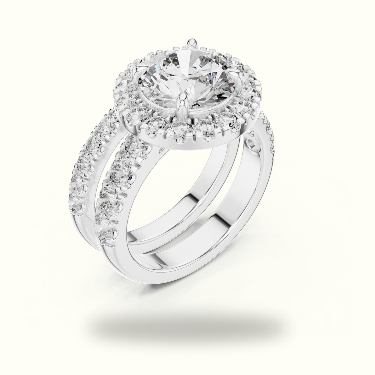 Round Lab-Grown Diamond Halo Ring - DDLR-007 — White gold, view 2 | Crystal N Cuts