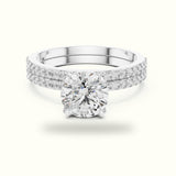 Round Peg Head Lab-Grown Diamond Solitaire Ring with Band