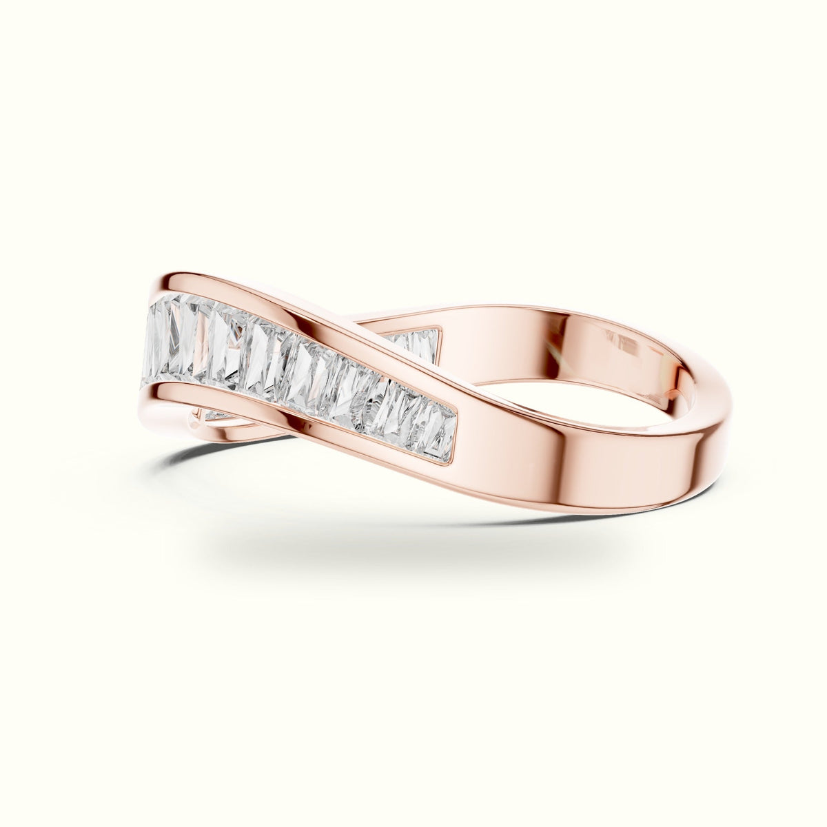 Baguette Shape Channel Lab-Grown Diamond Half Eternity Ring — Rose gold, view 3 | Crystal N Cuts