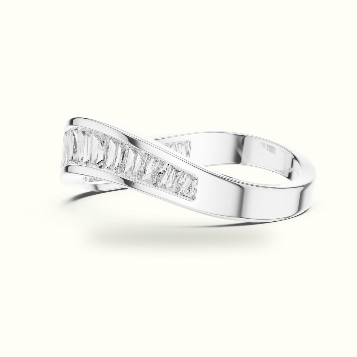 Baguette Shape Channel Lab-Grown Diamond Half Eternity Ring — White gold, view 3 | Crystal N Cuts