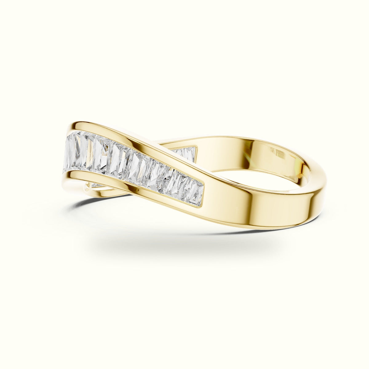 Baguette Shape Channel Lab-Grown Diamond Half Eternity Ring — Yellow gold, view 3 | Crystal N Cuts