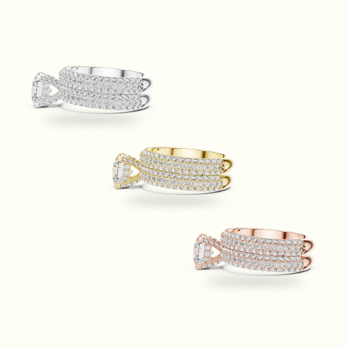 Four-Prong Round Solitaire Lab-Grown Diamond Ring with Band — White gold, in yellow, white and rose gold | Crystal N Cuts