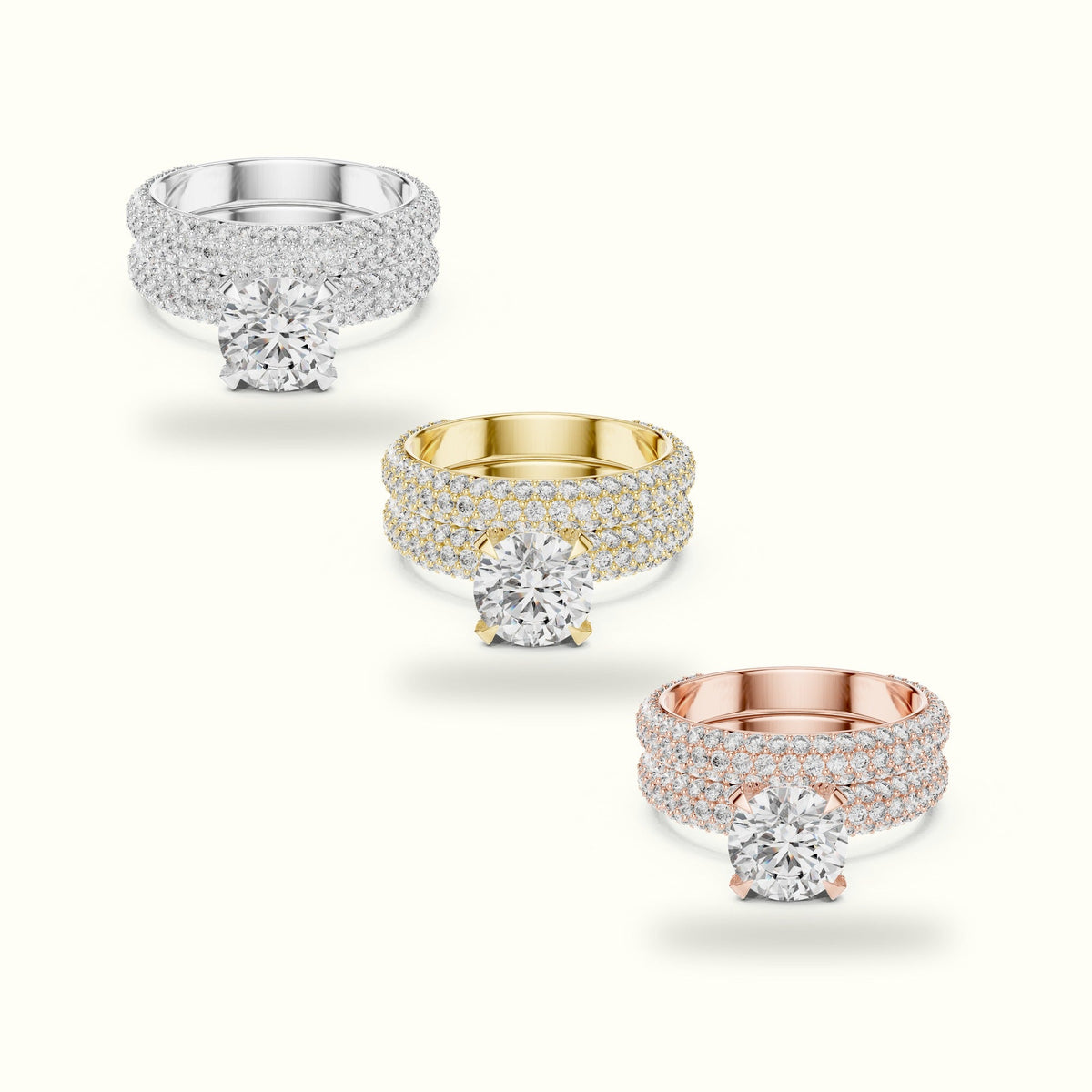Four-Prong Round Solitaire Lab-Grown Diamond Ring with Band — Rose gold, front view | Crystal N Cuts