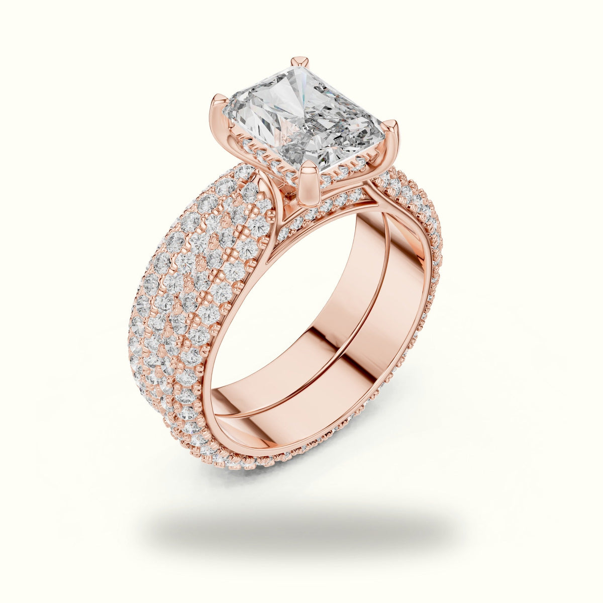 Radiant Solitaire Lab-Grown Diamond Ring with Band — Rose gold, view 2 | Crystal N Cuts