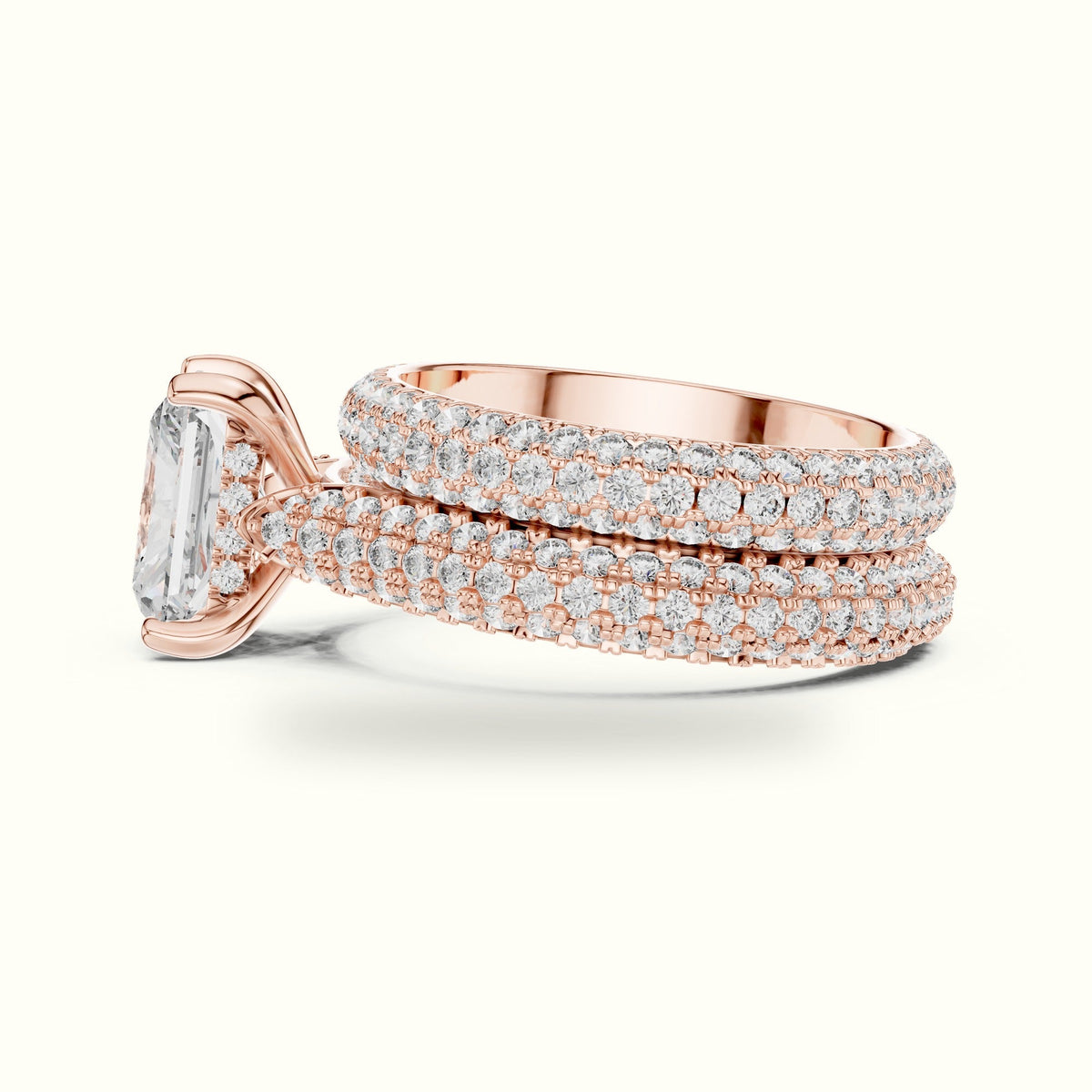 Radiant Solitaire Lab-Grown Diamond Ring with Band — Rose gold, view 3 | Crystal N Cuts
