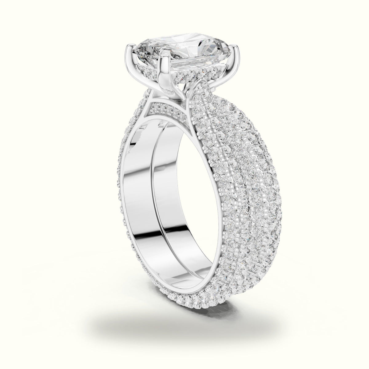 Radiant Solitaire Lab-Grown Diamond Ring with Band — White gold, view 1 | Crystal N Cuts