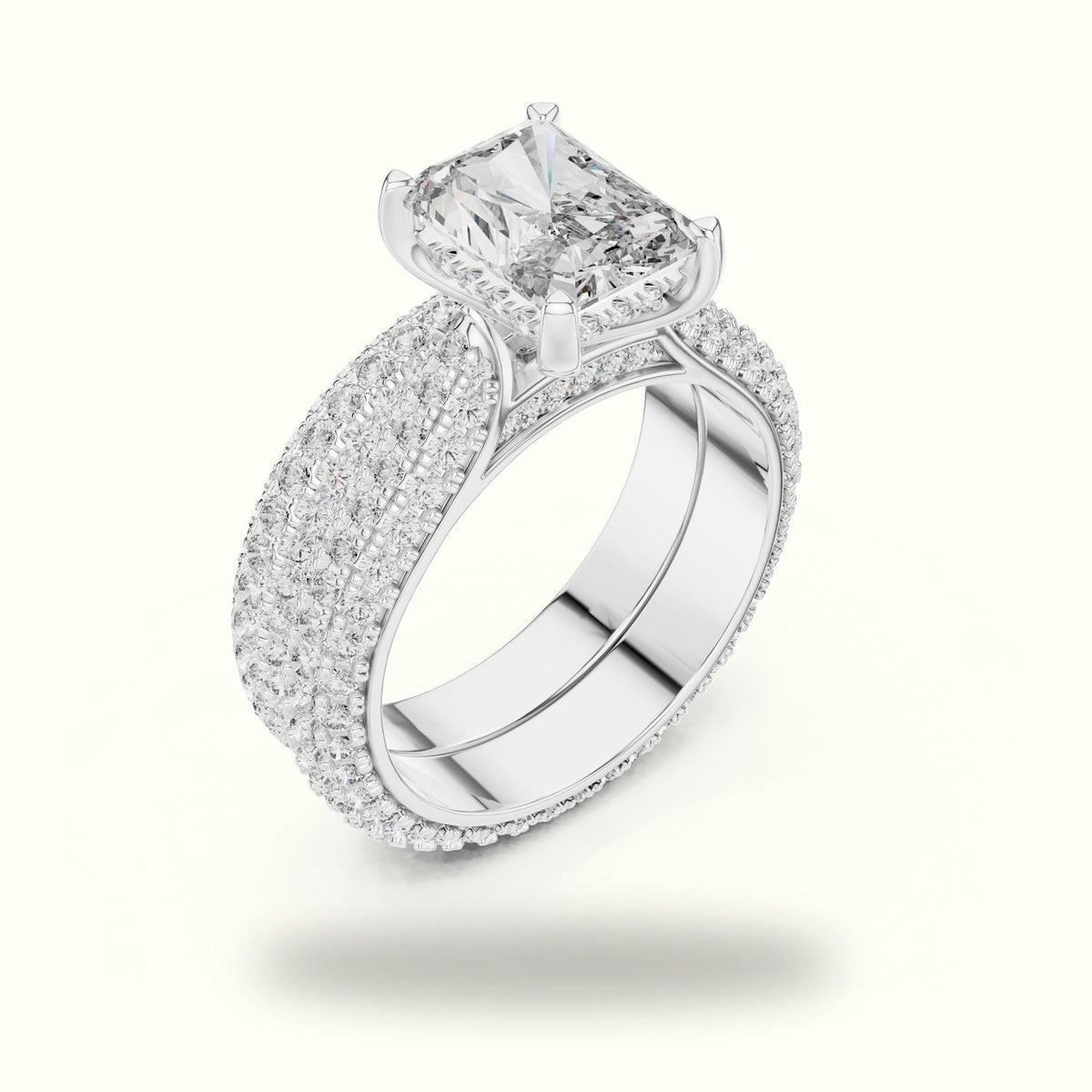 Radiant Solitaire Lab-Grown Diamond Ring with Band — White gold, view 2 | Crystal N Cuts