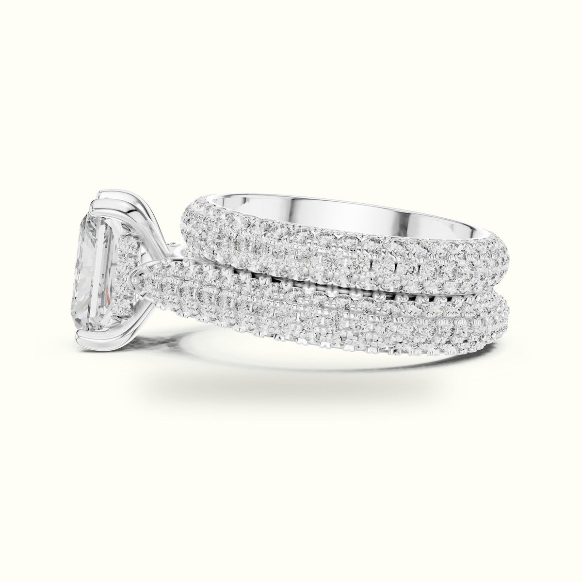 Radiant Solitaire Lab-Grown Diamond Ring with Band — White gold, view 3 | Crystal N Cuts