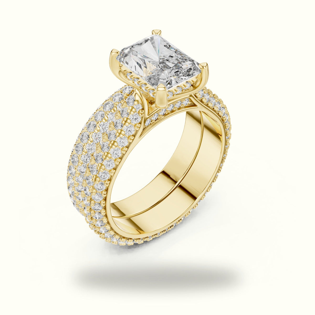 Radiant Solitaire Lab-Grown Diamond Ring with Band — Yellow gold, view 2 | Crystal N Cuts