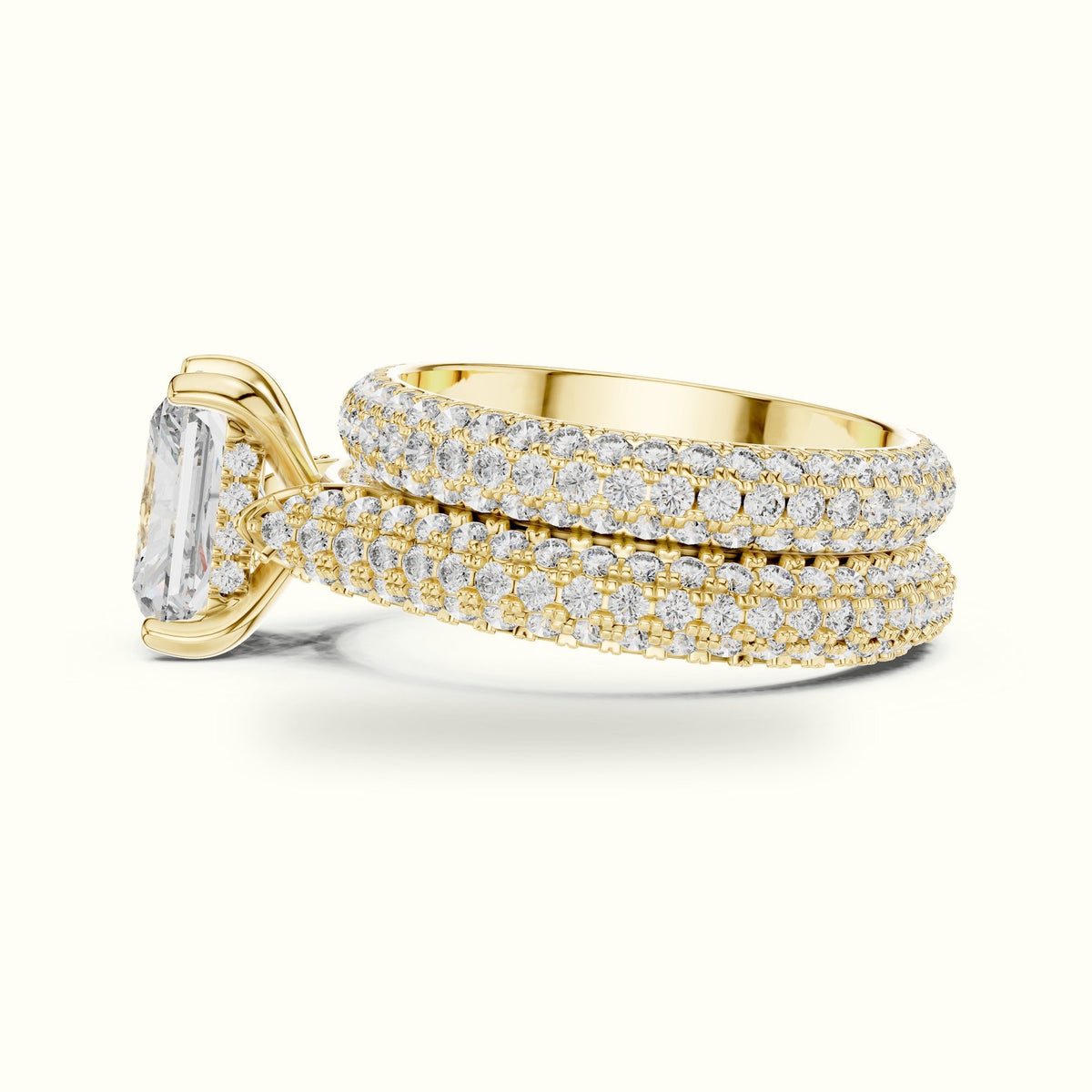 Radiant Solitaire Lab-Grown Diamond Ring with Band — Yellow gold, view 3 | Crystal N Cuts