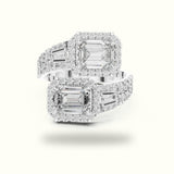 The Emerald Bypass Halo Toi et Moi Ring
