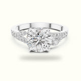 Round Solitaire Lab-Grown Diamond Ring with Twisted Split Shoulder