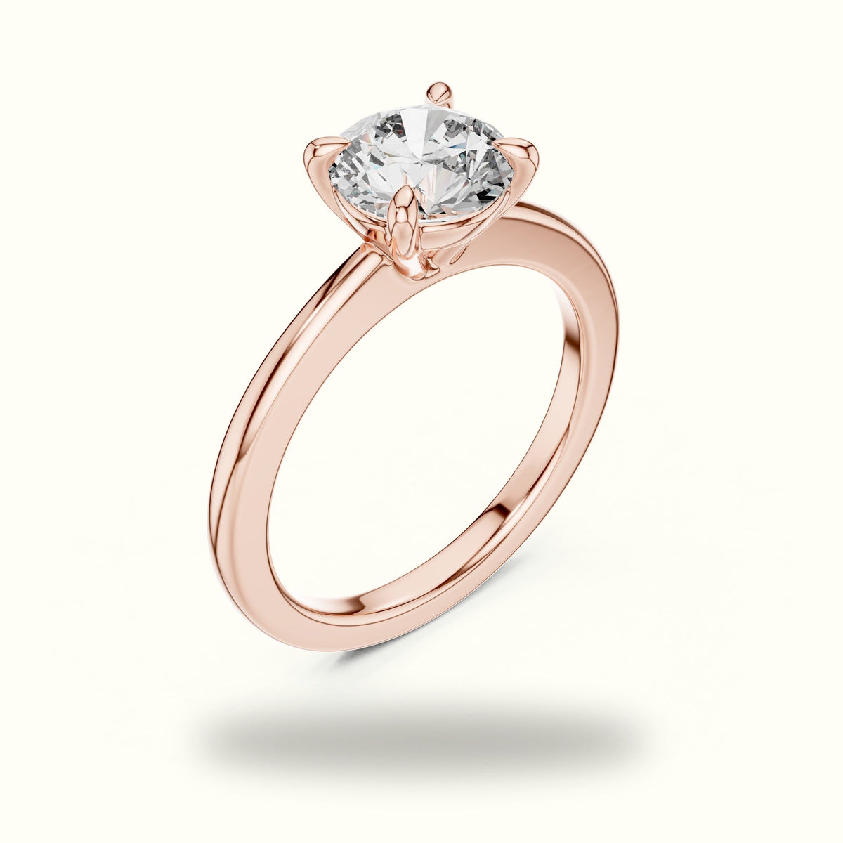 Four-Prong Round Solitaire Lab-Grown Diamond Ring — Rose gold, view 2 | Crystal N Cuts