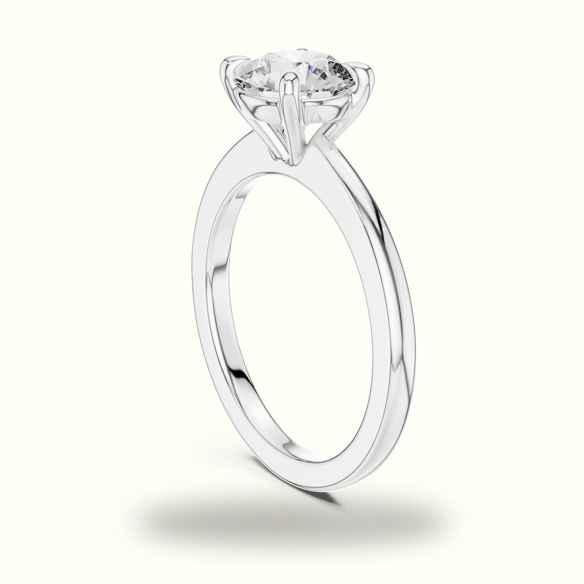 Four-Prong Round Solitaire Lab-Grown Diamond Ring — White gold, view 1 | Crystal N Cuts