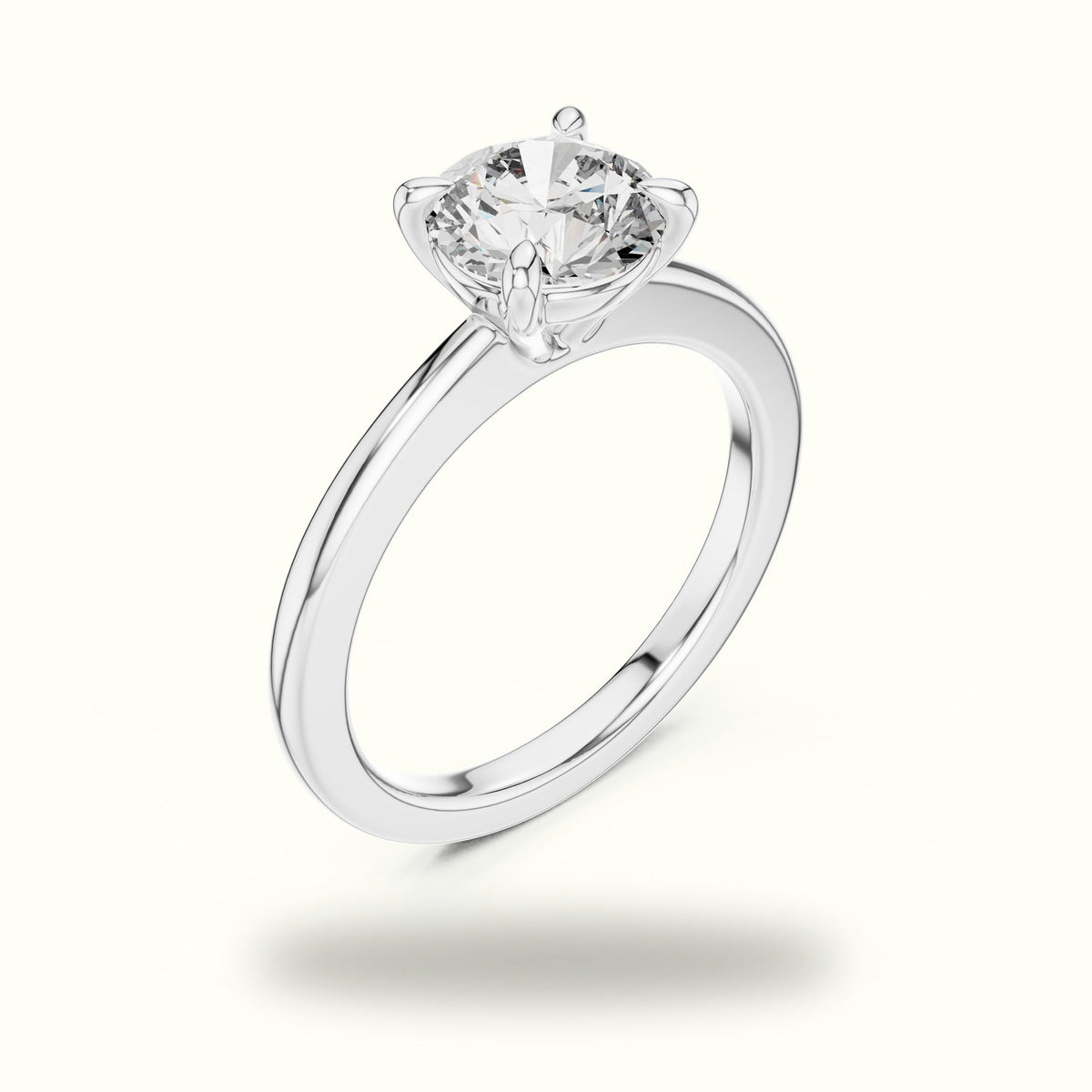 Four-Prong Round Solitaire Lab-Grown Diamond Ring — White gold, view 2 | Crystal N Cuts