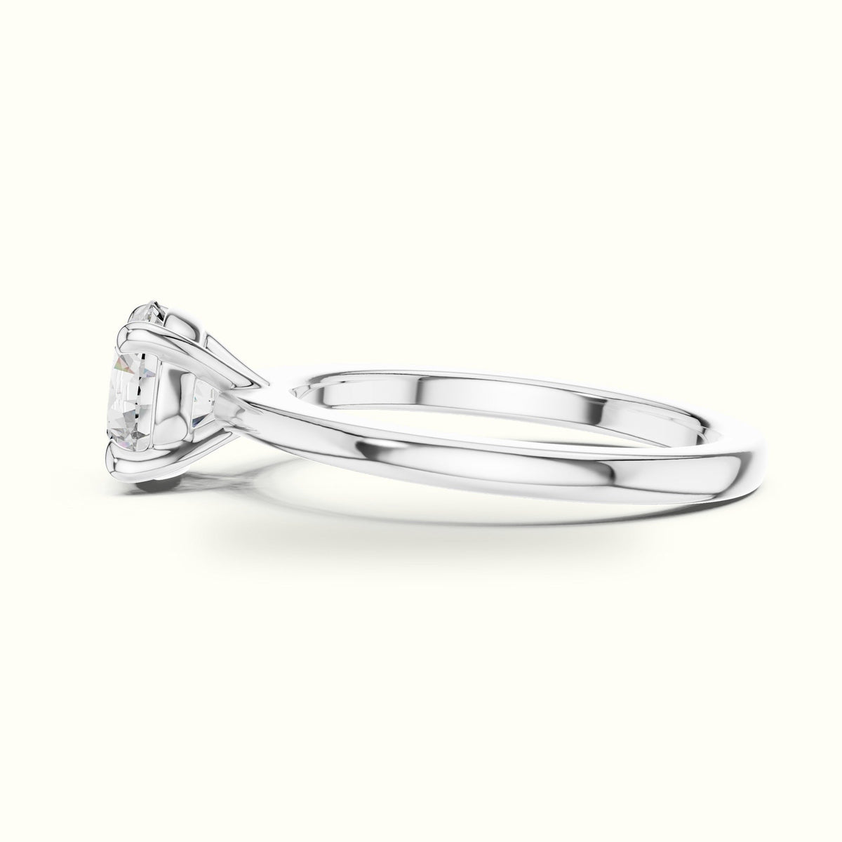 Four-Prong Round Solitaire Lab-Grown Diamond Ring — White gold, view 3 | Crystal N Cuts