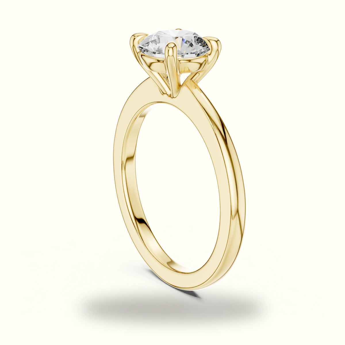Four-Prong Round Solitaire Lab-Grown Diamond Ring — Yellow gold, view 1 | Crystal N Cuts