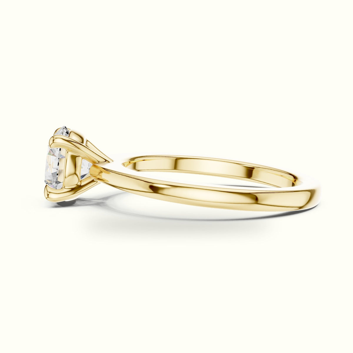 Four-Prong Round Solitaire Lab-Grown Diamond Ring — Yellow gold, view 3 | Crystal N Cuts