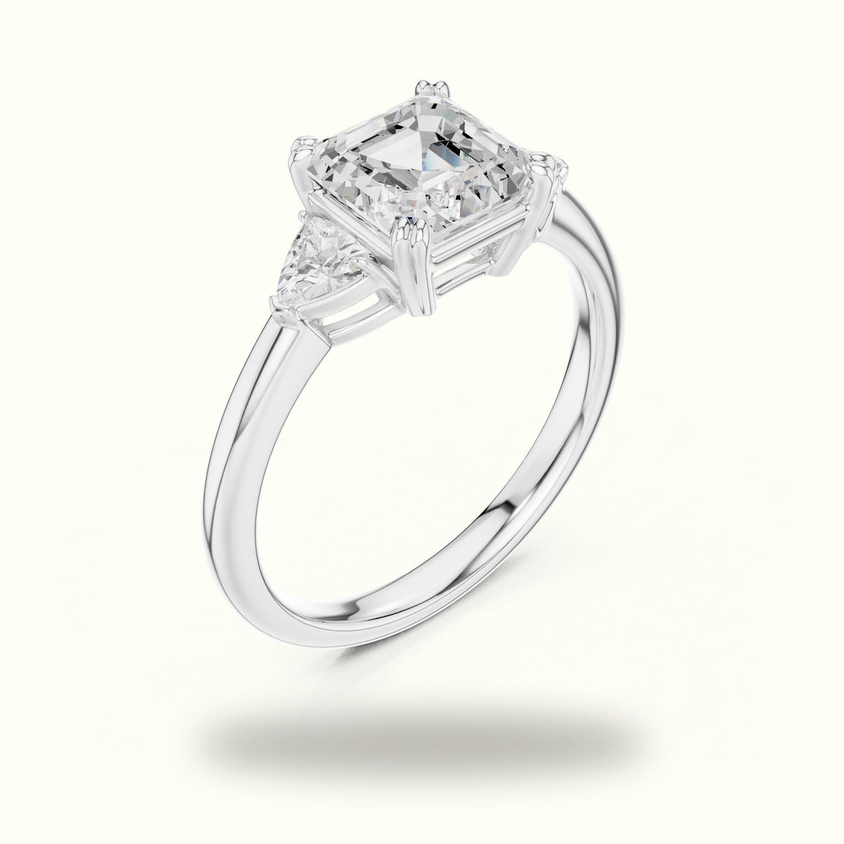 Asscher Three-Stone Lab-Grown Diamond Ring — White gold, view 2 | Crystal N Cuts