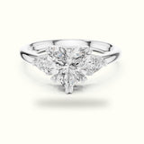 Classic Heart Basket Set Lab-Grown Diamond Three Stone Ring