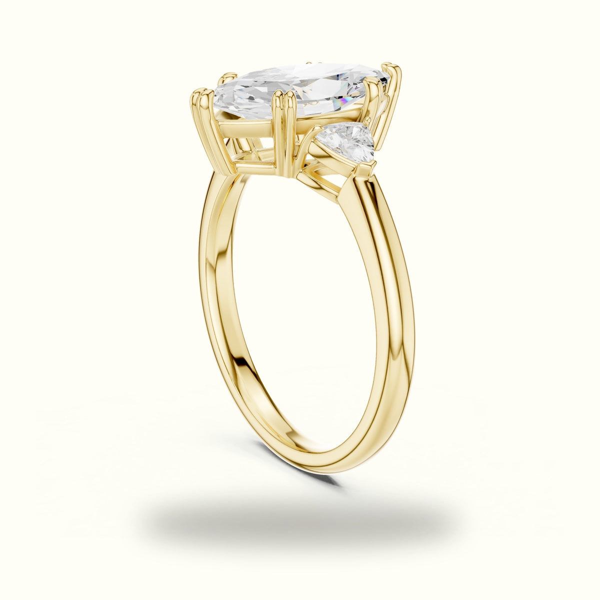 Marquise Basket Set Lab-Grown Diamond Three Stone Ring — Yellow gold, view 1 | Crystal N Cuts