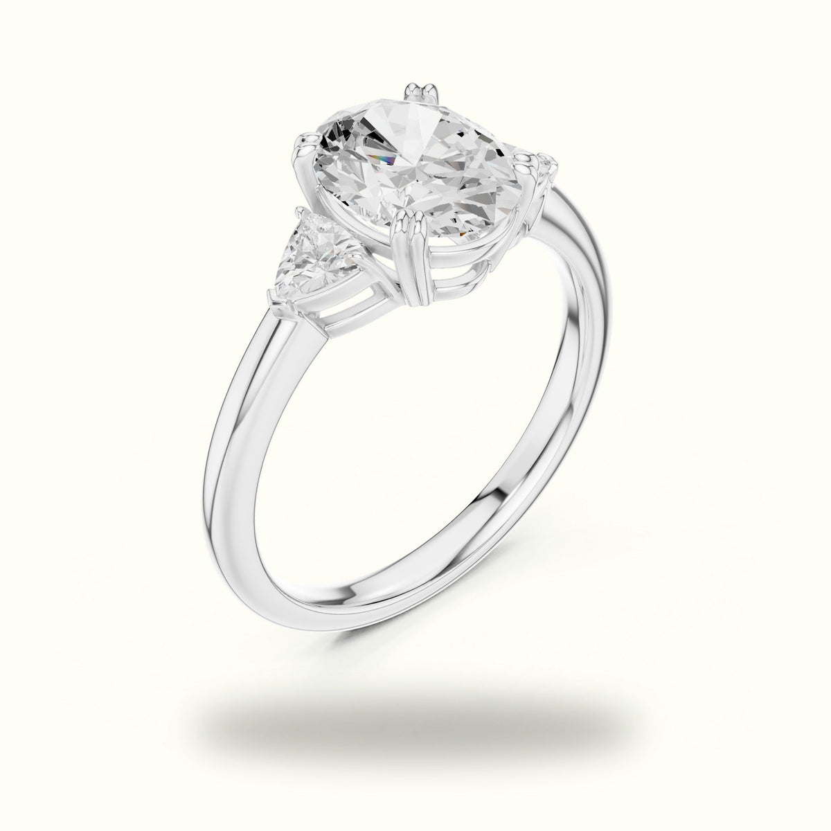 Oval Basket Lab-Grown Diamond Three-Stone Ring — White gold, view 2 | Crystal N Cuts