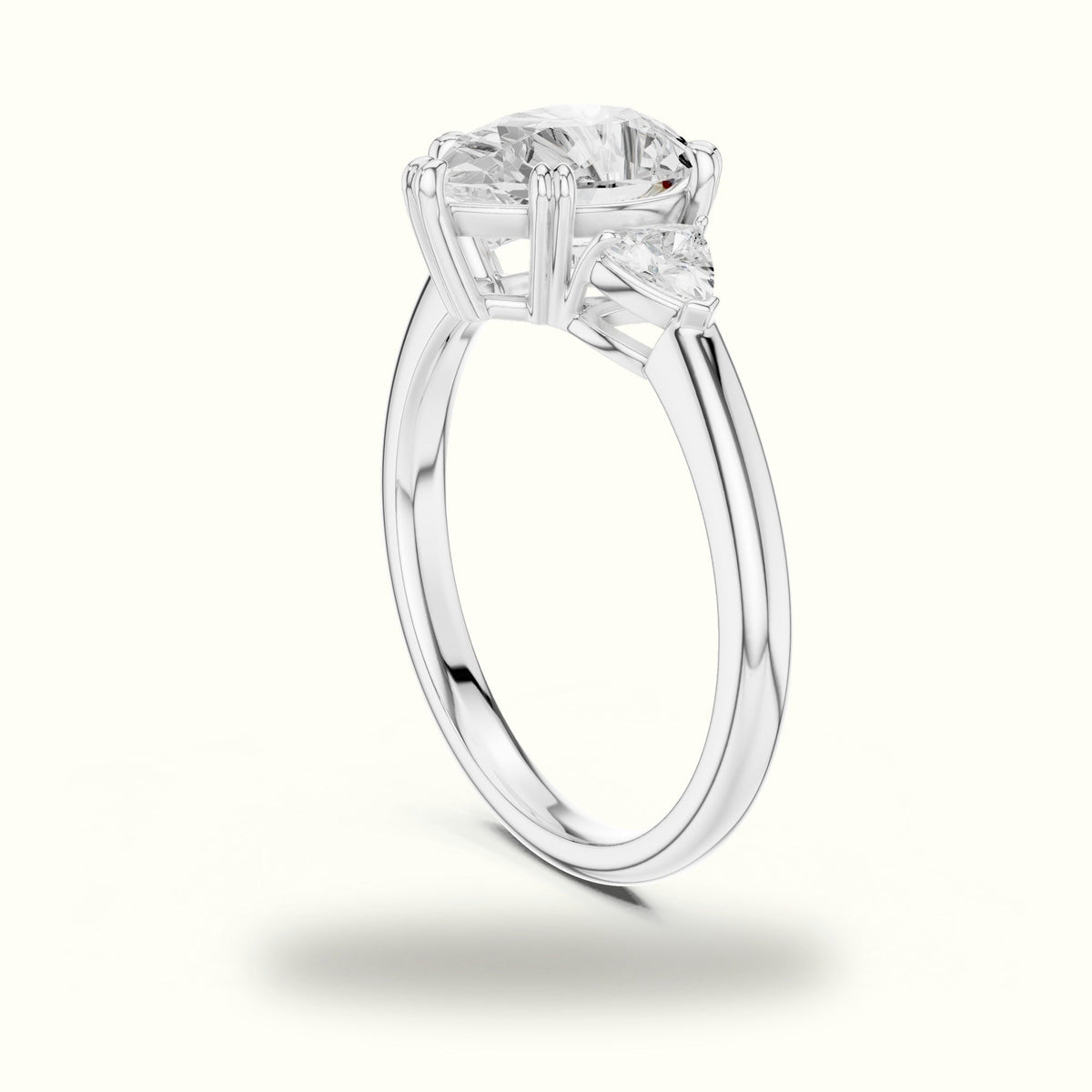 Pear Basket Lab-Grown Diamond Three Stone Ring — White gold, view 1 | Crystal N Cuts