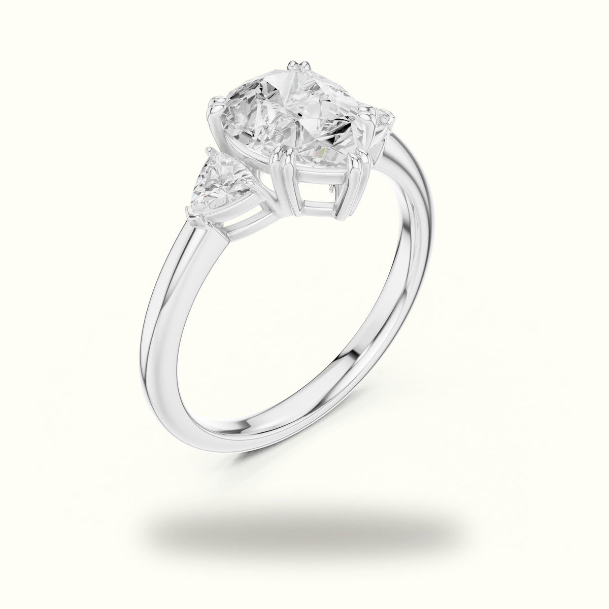 Pear Basket Lab-Grown Diamond Three Stone Ring — White gold, view 2 | Crystal N Cuts