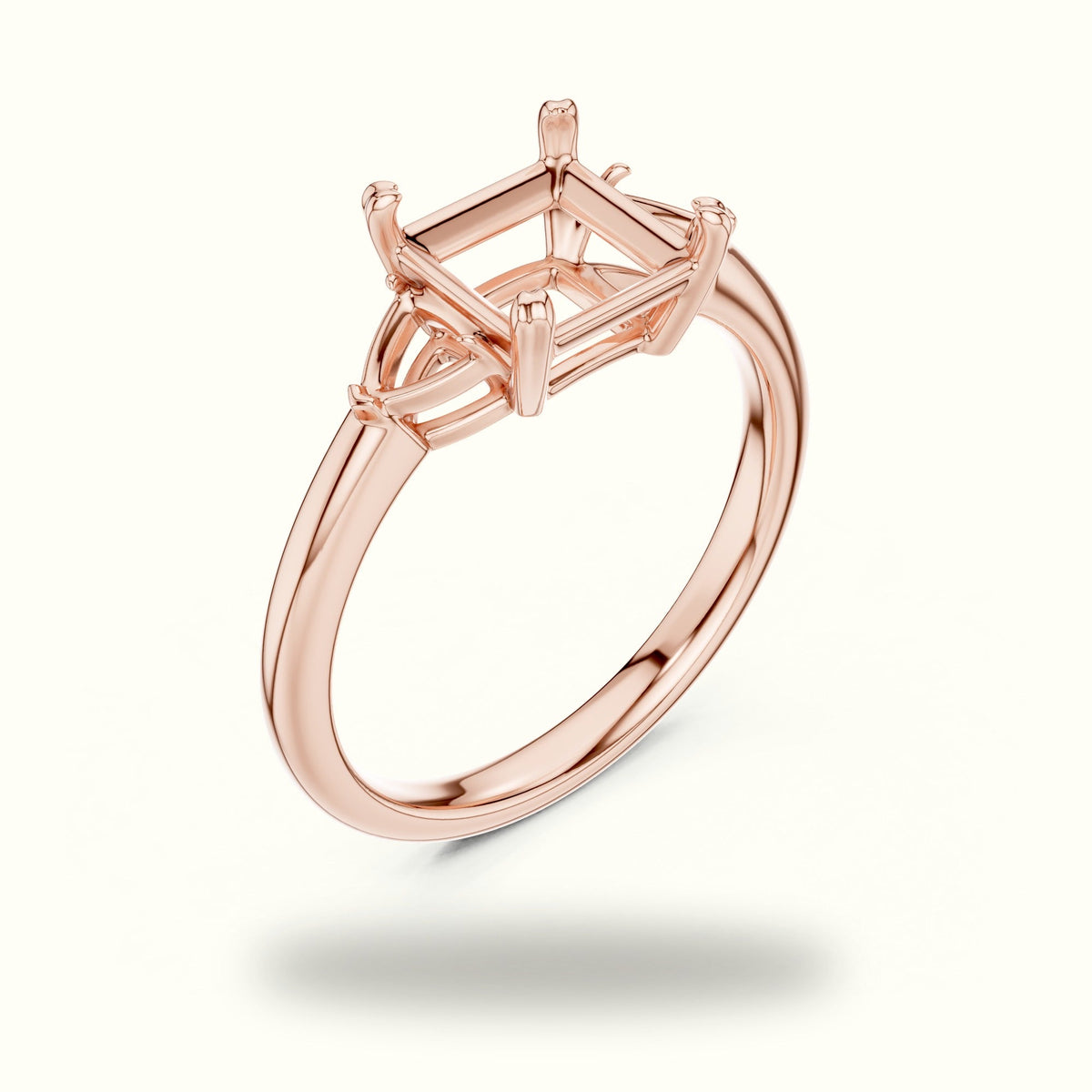 Princess Three-Stone Basket Lab-Grown Diamond Ring — Rose gold, view 2 | Crystal N Cuts